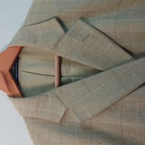 Alan Flusser Light Tan/Gold Silk Windowpane Sport Jacket 44R